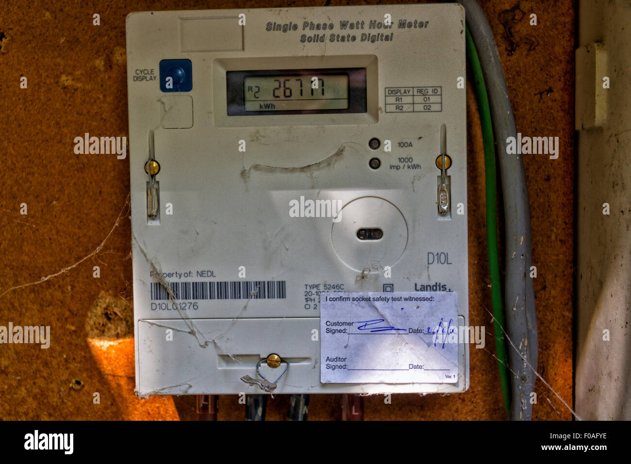 Domestic electricity meter cupboard, UK Stock Photo