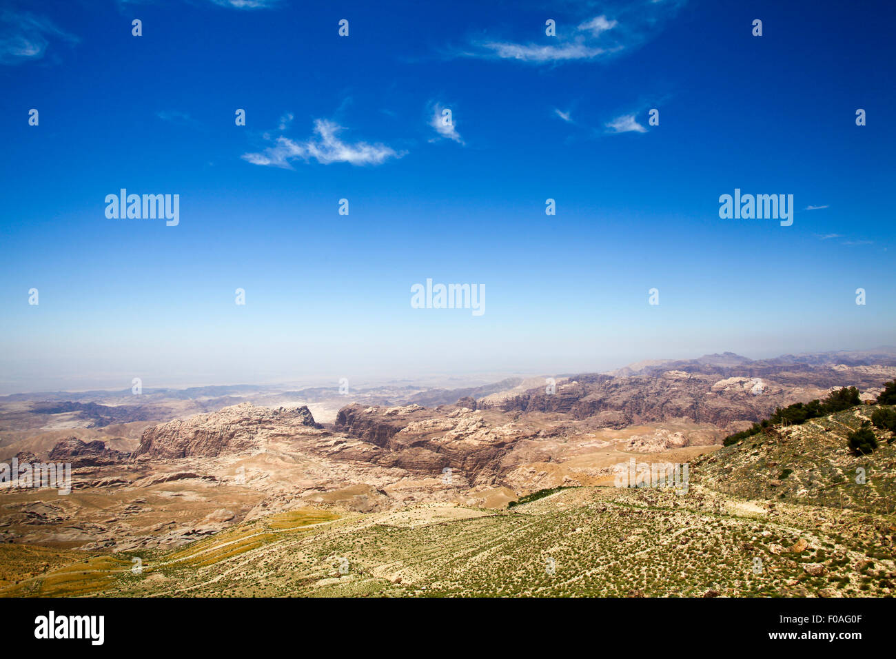 Overlooking Wadi Zered Western Jordanian Landscape Stock Photo