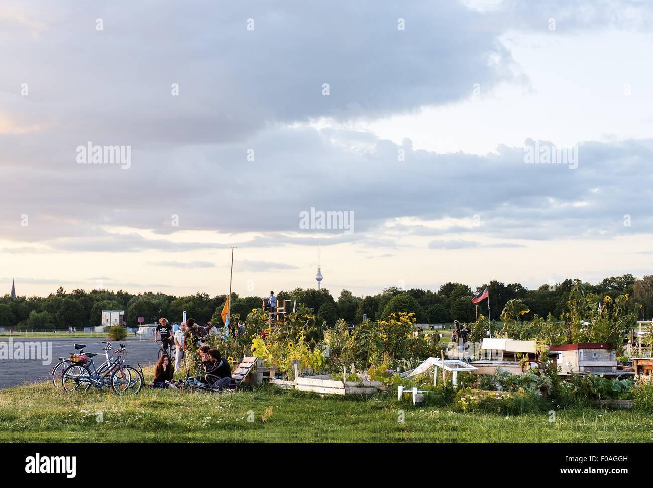 View of garden at Tempelhof Field, Berlin, Germany Stock Photo