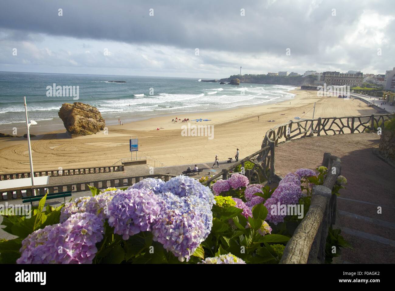 View of beach on Bay of Biscay in Biarritz, France Stock Photo Alamy