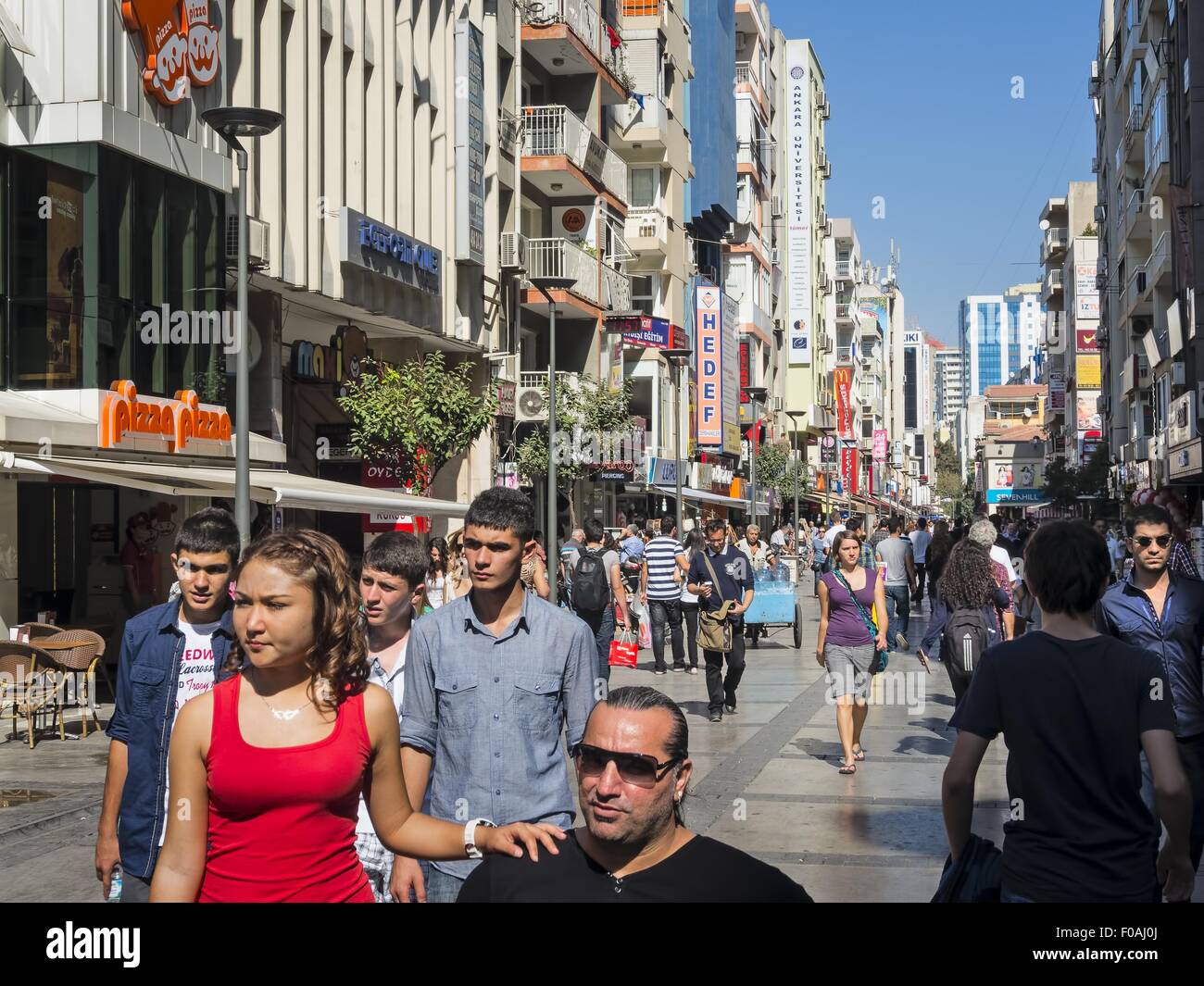 People walking on street in Alsancak, Izmir, Aegean Region, Turkey Stock Photo