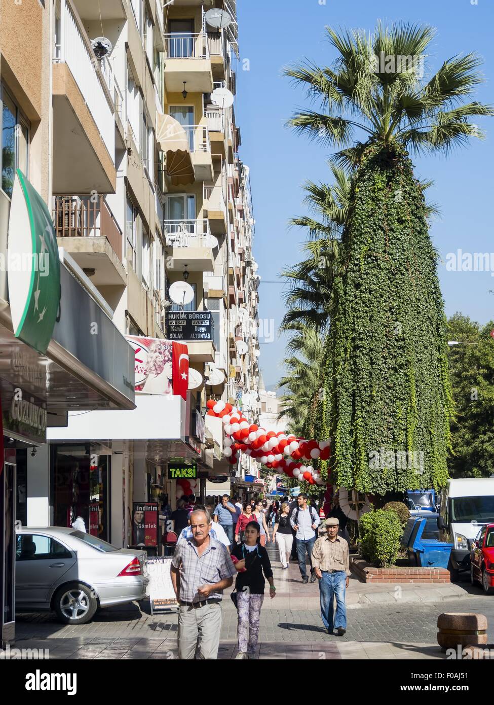 People at Adnan Menderes Boulevard in Mersin, Turkey Stock Photo
