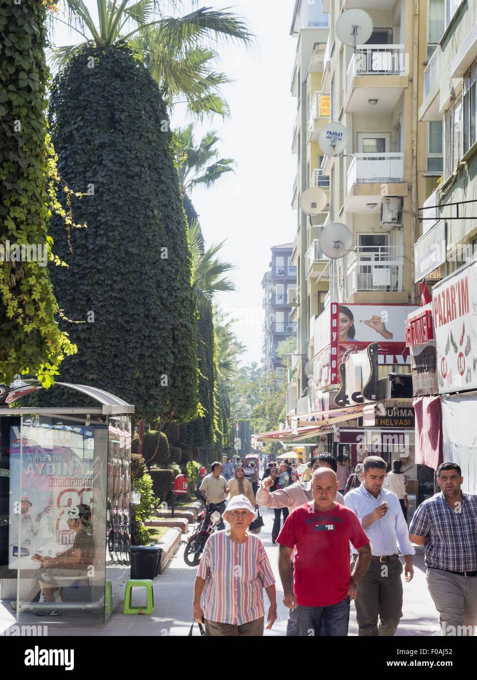 People at Adnan Menderes Boulevard in Mersin, Turkey Stock Photo