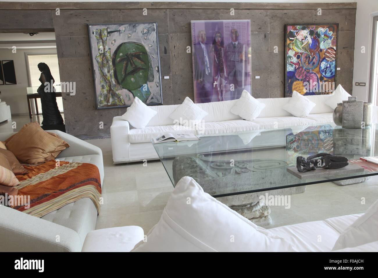 Sitting area of Hotel Casa dell'Arte, Torba, Bodrum, Aegean Region, Turkey Stock Photo