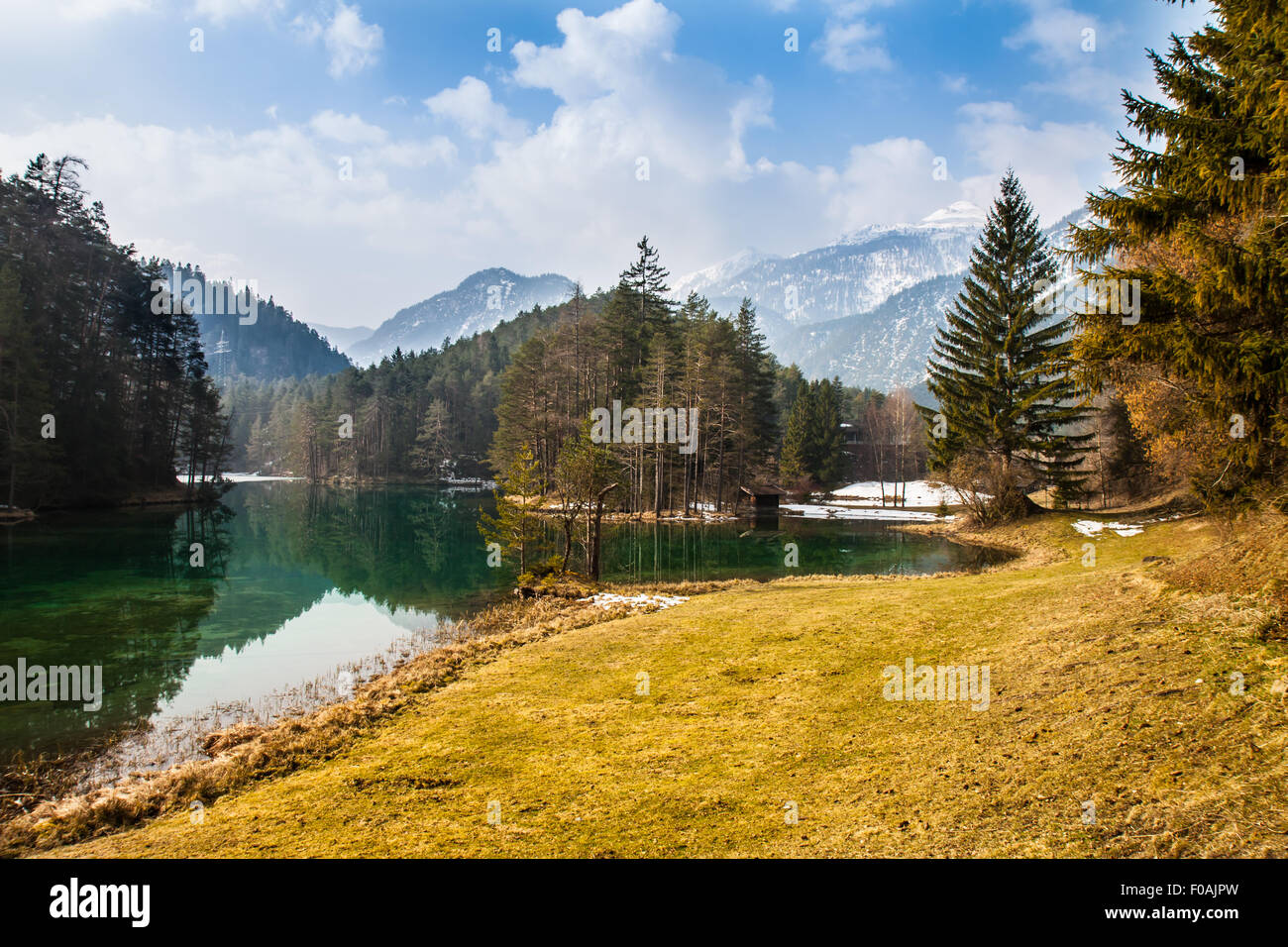Majestic mountain lake in Fernsteinsee in Austrian Alps Stock Photo - Alamy