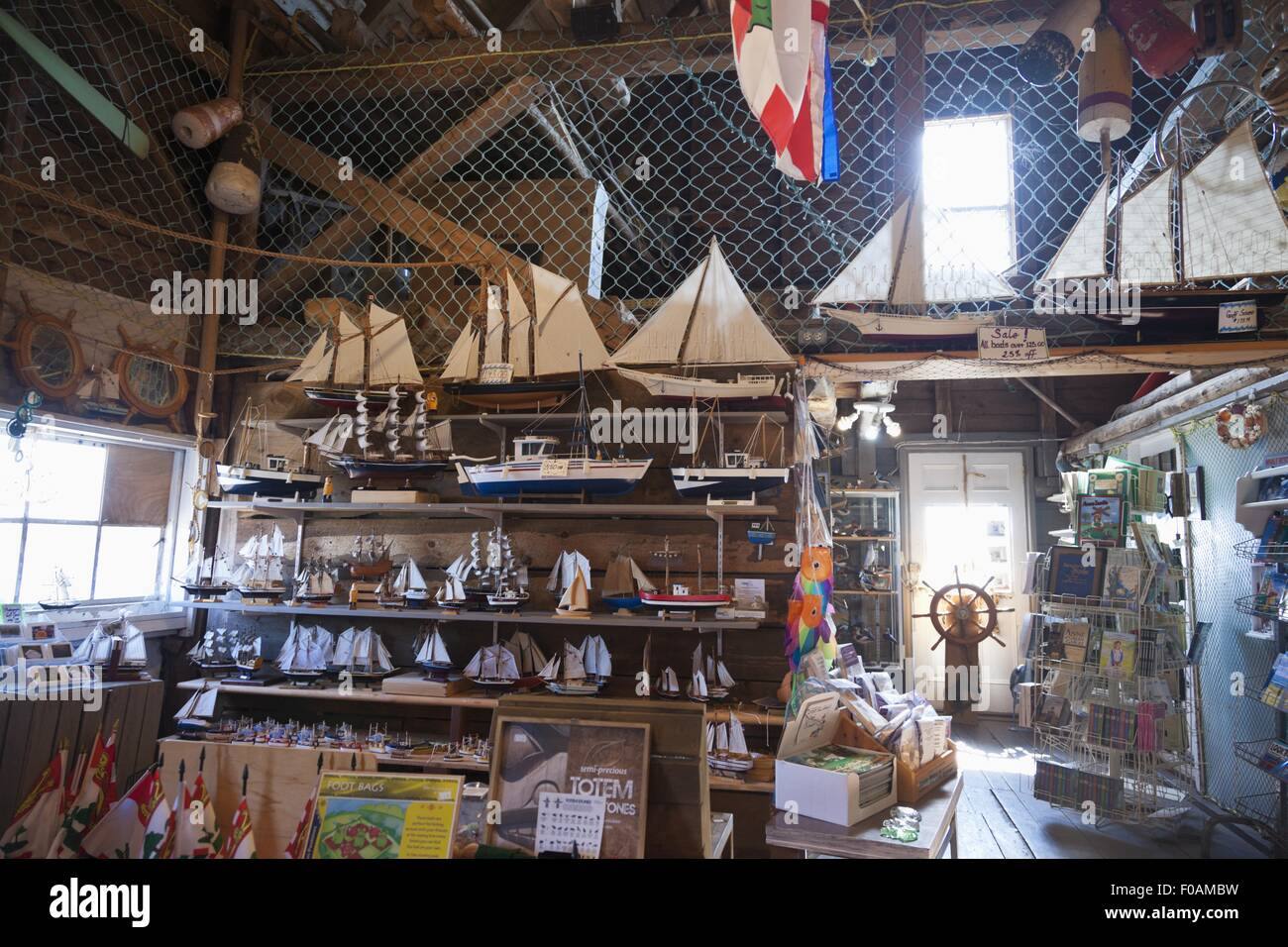 Souvenirs shop at Courts Wharf, North Rustico Harbour, Canada Stock Photo