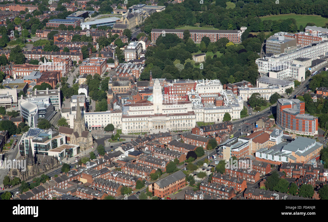 aerial view of Leeds University, UK Stock Photo