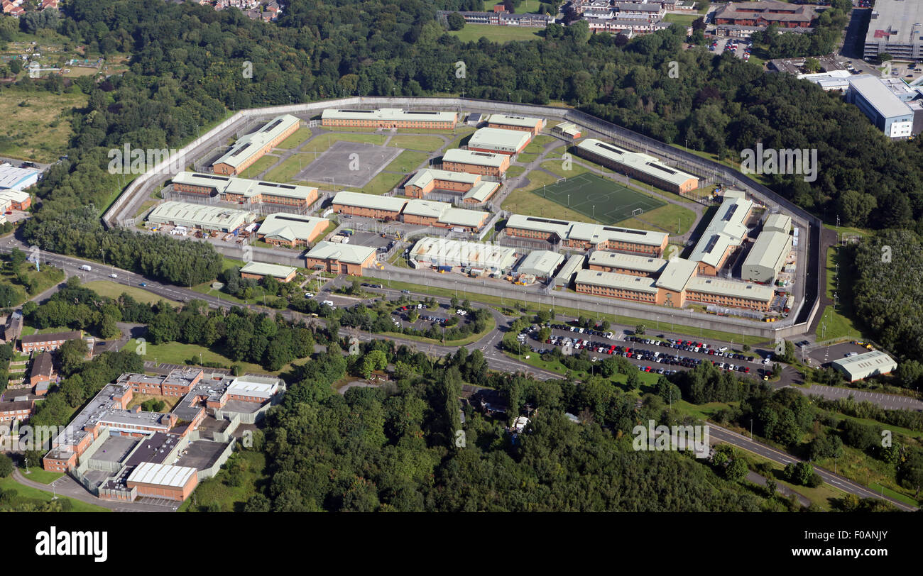 aerial view of HM Prison Altcourse, Liverpool, UK Stock Photo