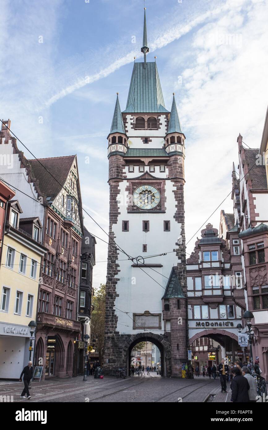 View of buildings and St. Martin's Gate of Freiburg, Germany Stock Photo -  Alamy