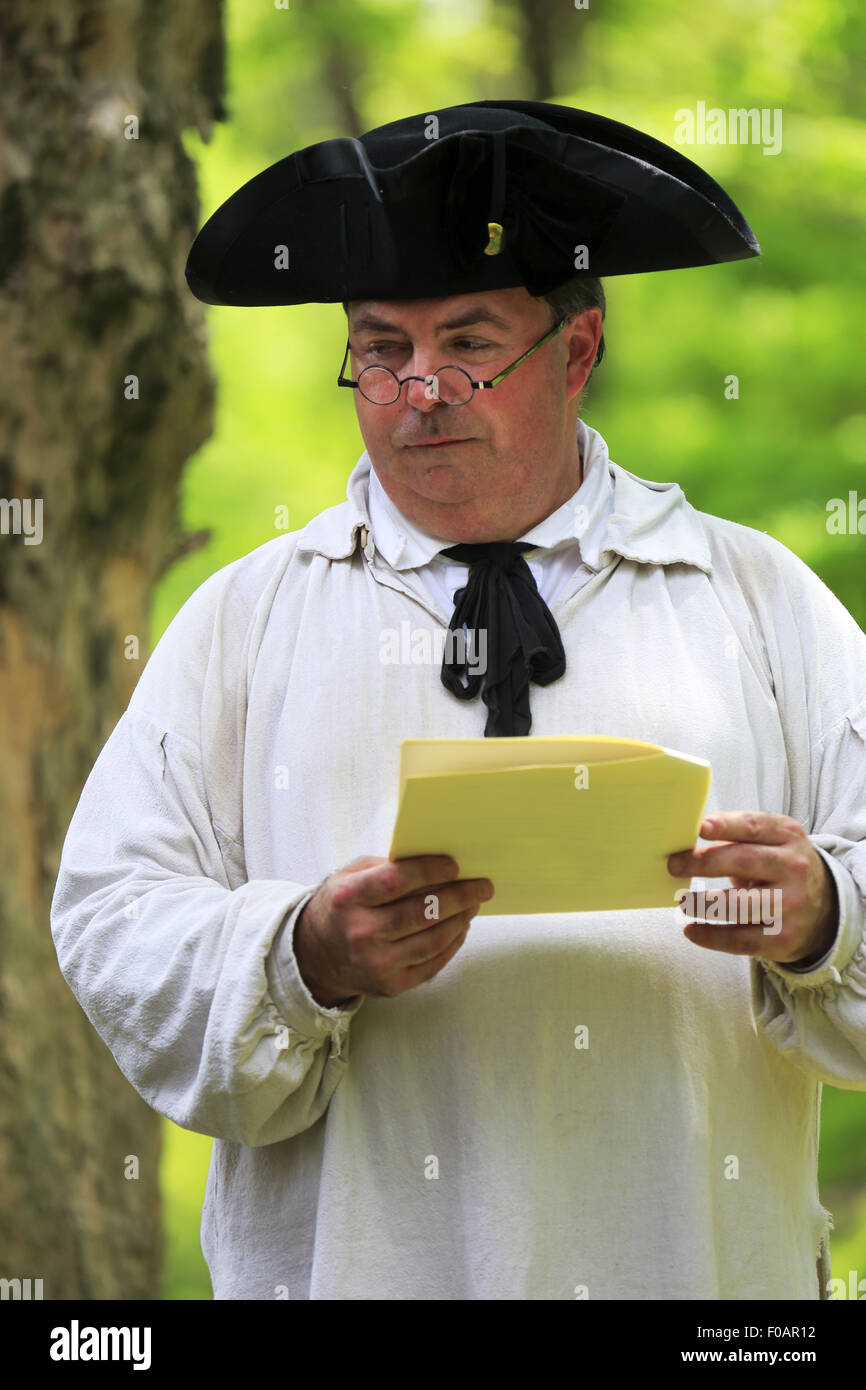 reenactment Court Martial of Continental Army Revolutionary War Jockey Hollow Morristown National Historical Park NJ USA Stock Photo