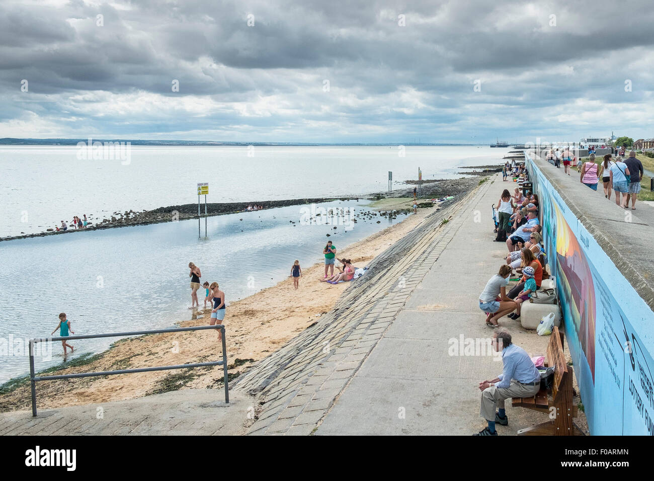 Canvey Island Families relaxing at Concord Beach at Canvey Island