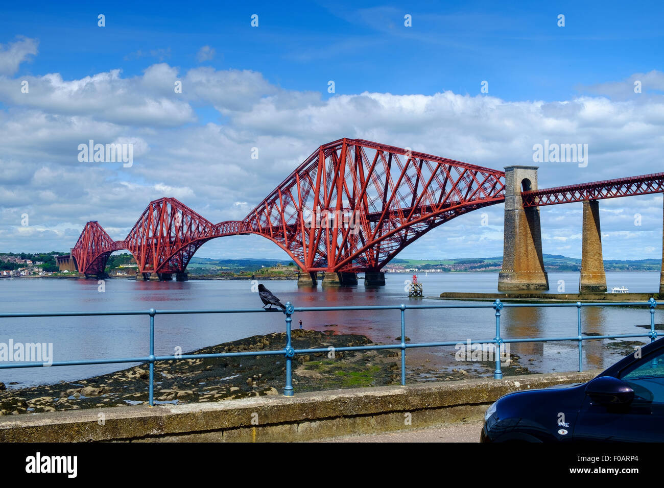 The Forth Bridge is a cantilever railway bridge over the Firth of Forth in the east of Scotland, 9 miles west of Edinburgh City Stock Photo