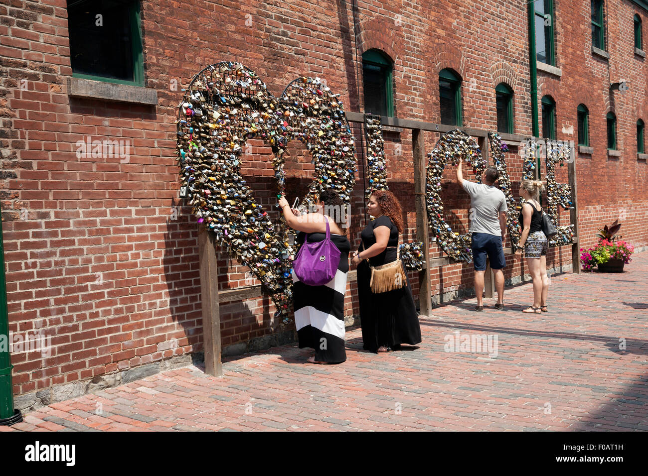 Love-Lock Installation at the Distillery District in Toronto;Ontario;Canada Stock Photo