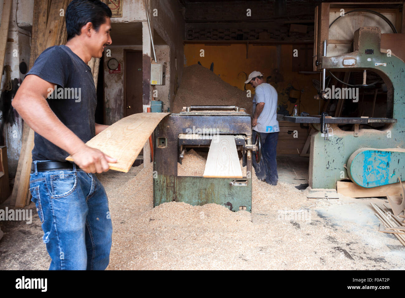 Overview of woodworking shop. Guadalajara, Jalisco. Mexico Stock Photo