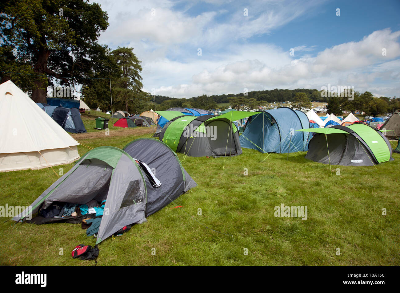 Tents and yurts at the campsite at the Port Eliot Festival Cornwall