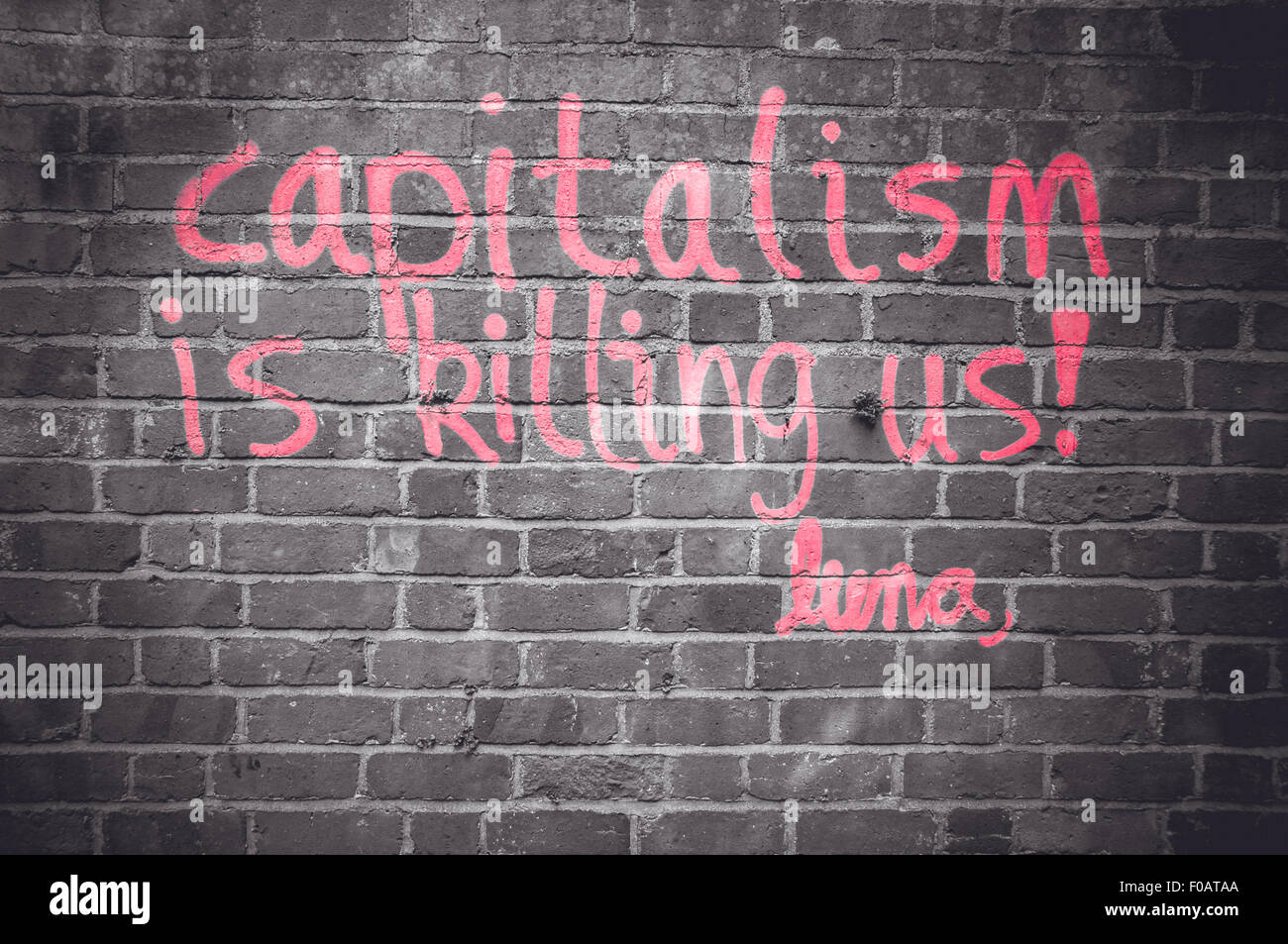 Capitalism is killing us, graffiti by Luna, Oxford, United Kingdom Stock Photo