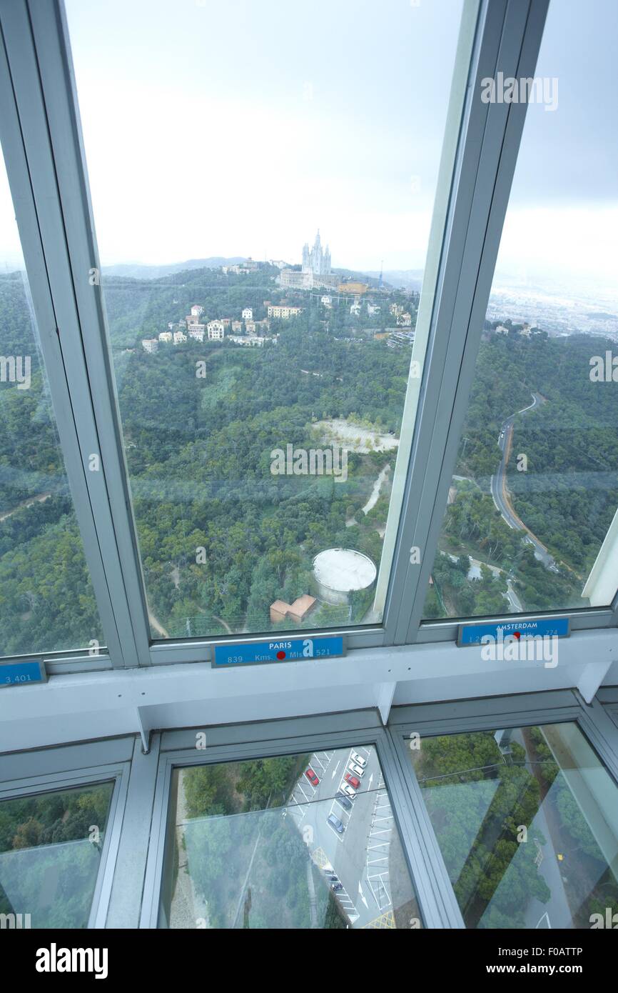 View from TV tower, Torre de Collserola, Barcelona, Spain Stock Photo