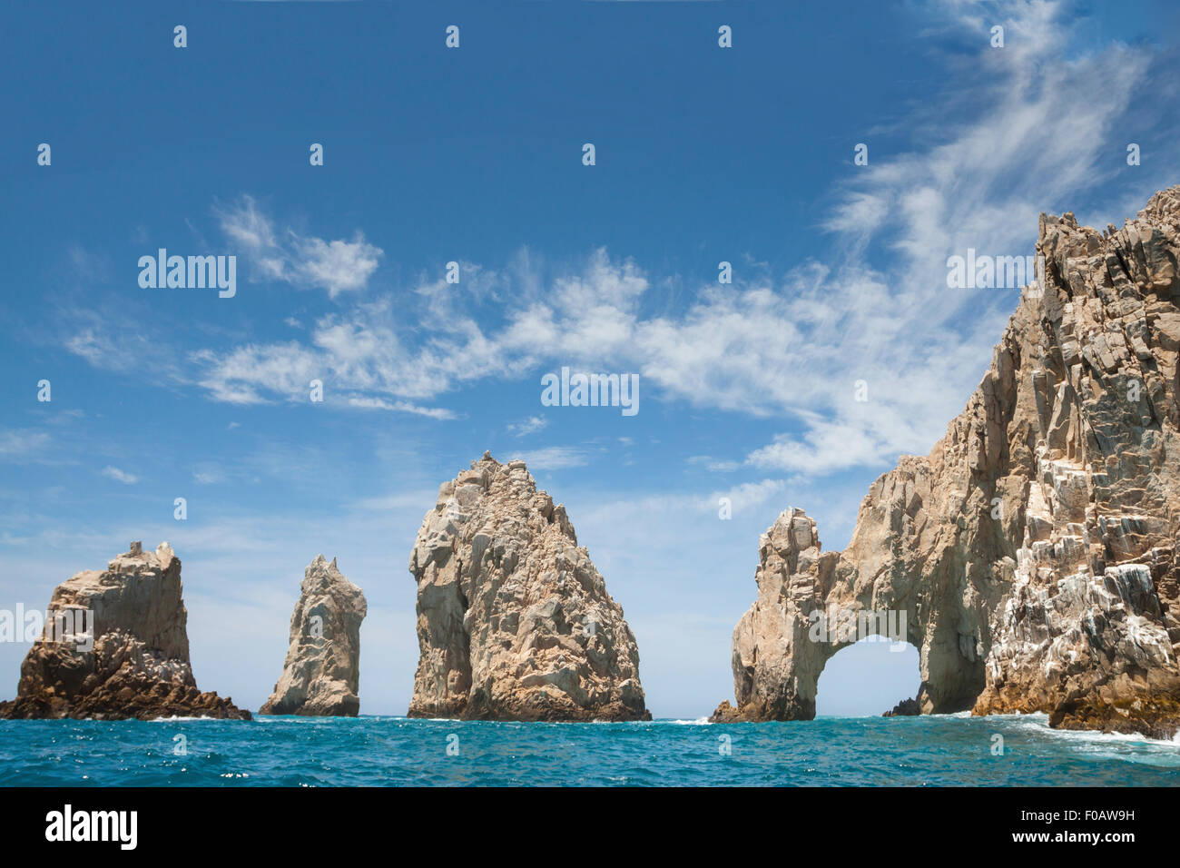 Rocks formation at the end of land named los arcos. Cabos San Lucas ...