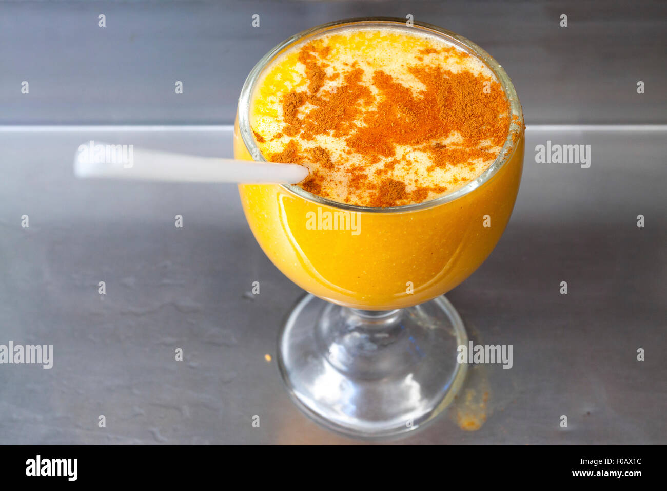 Drinking natural tropical fruit juice. San Luis Potosi, SLP. Mexico
