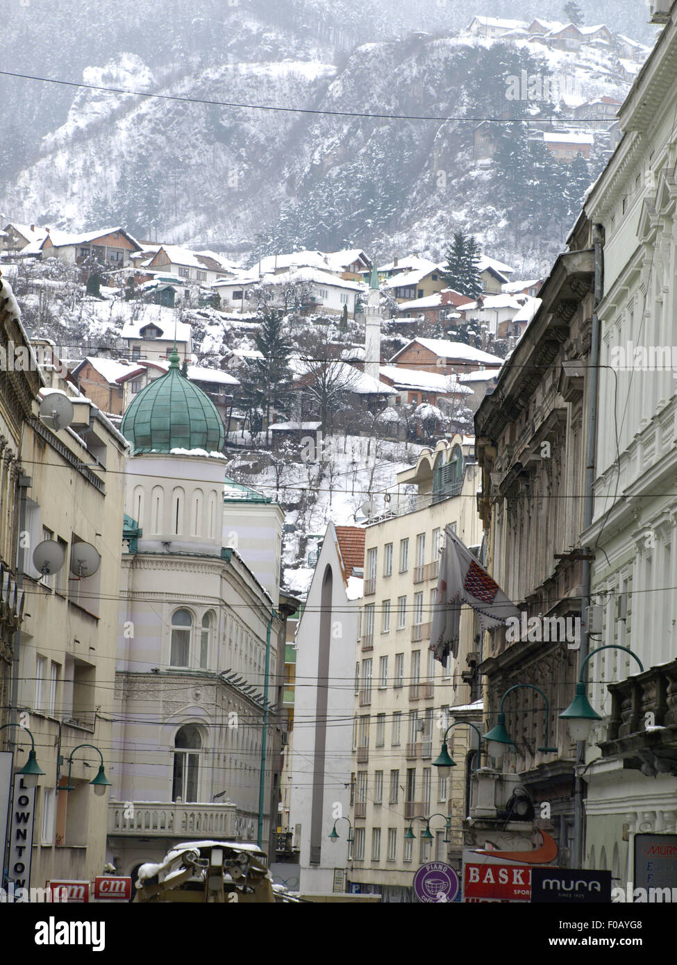 Sarajevo under snow, urban area Stock Photo