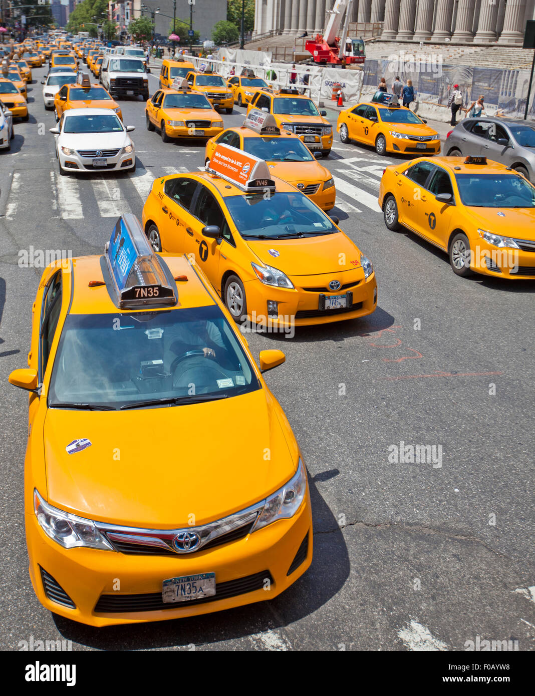 New York, USA JUNE 28th, 2014 Acrowded street full of iconic New