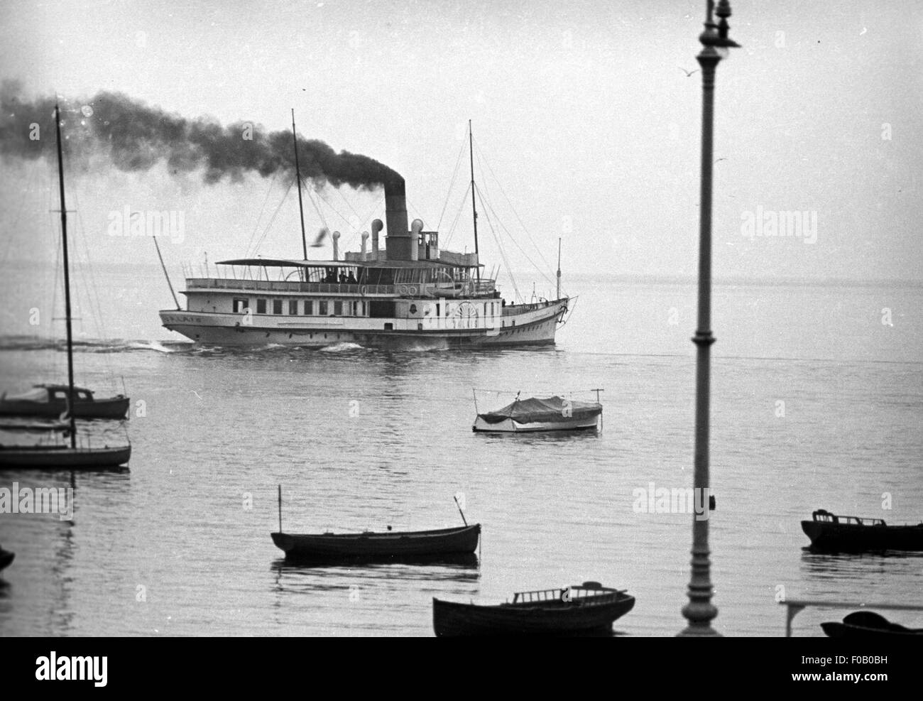 A steam boat on the sea Stock Photo