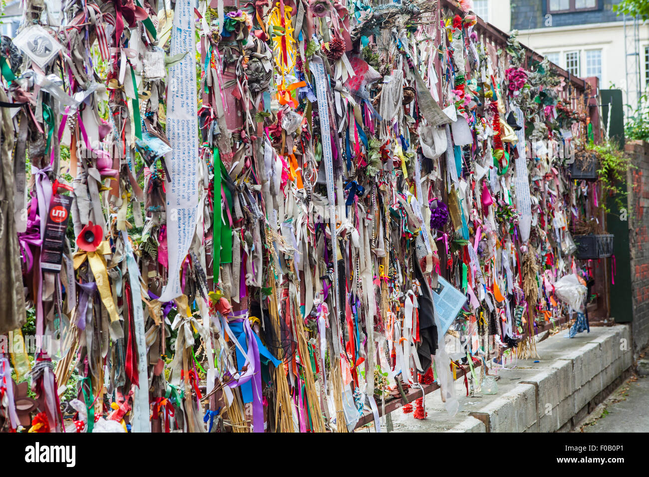 The decorated gates of Cross Bones Graveyard in London.  The site is a post-medieval burial ground in the London Borough of Sout Stock Photo