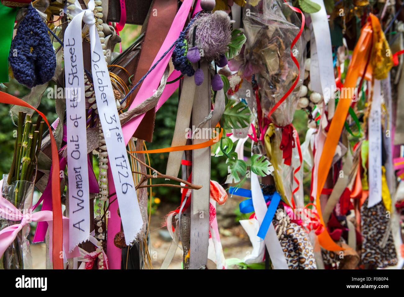 The decorated gates of Cross Bones Graveyard in London.  The site is a post-medieval burial ground in the London Borough of Sout Stock Photo