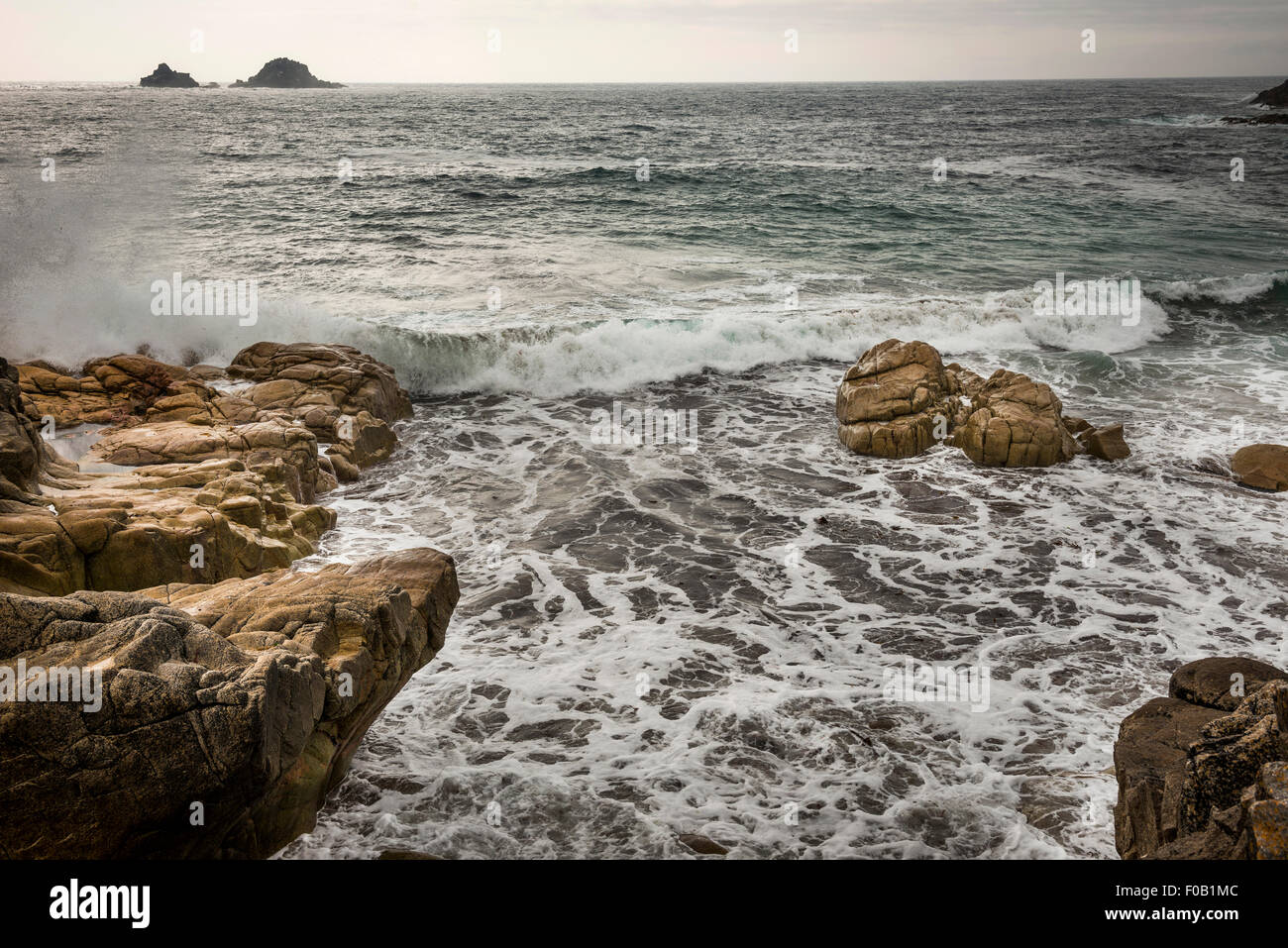 View of The Brisons from Porth Nanven, Penwith, Cornwall, UK Stock Photo