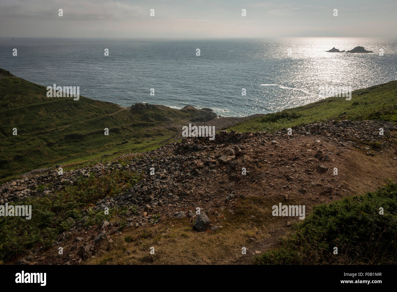 View of The Brisons from Carn Gluze, Penwith, Cornwall, UK Stock Photo