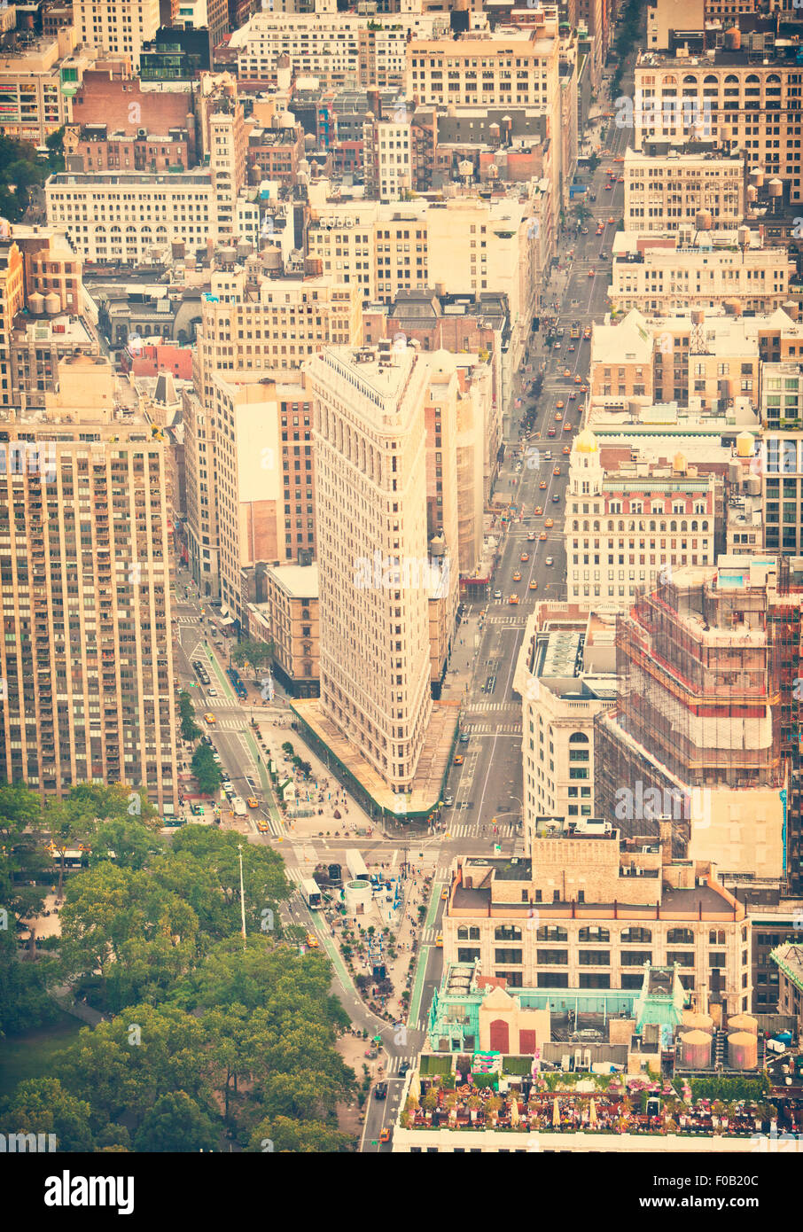 The streets of Manhattan taken from the Empire State Building with Instagram style filter Stock Photo