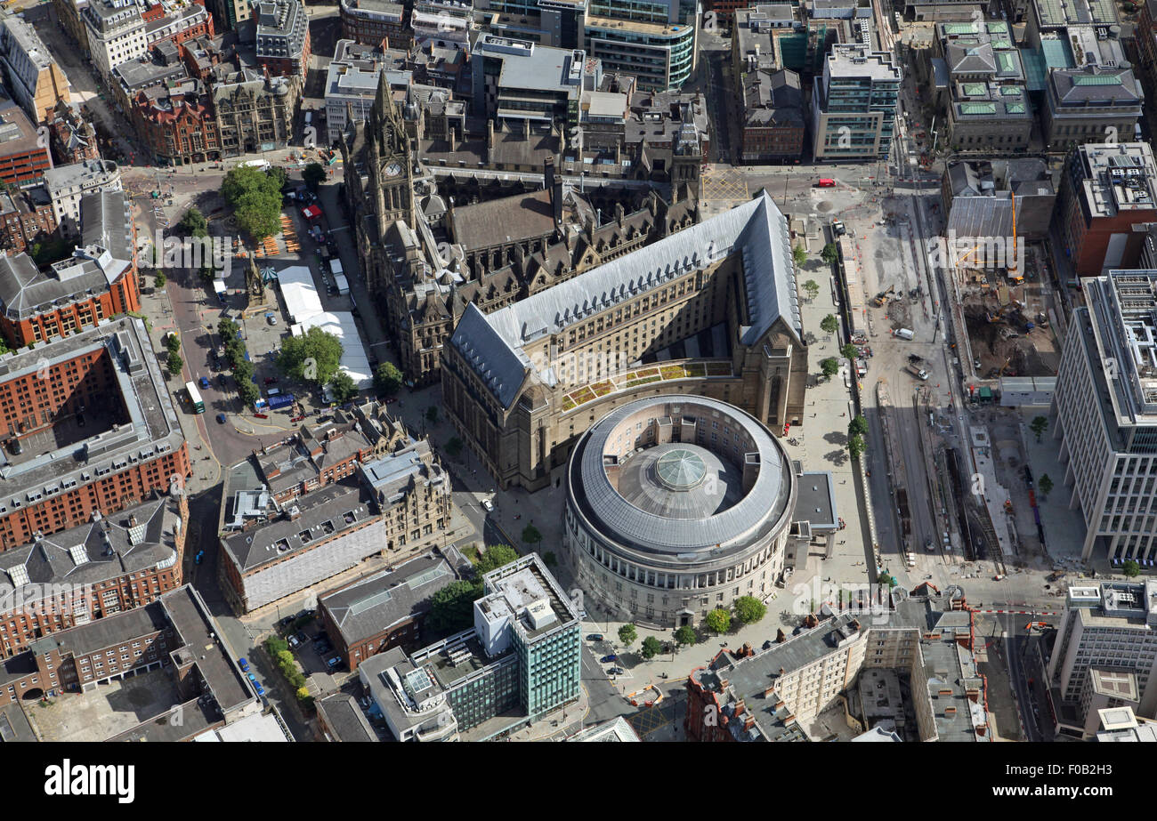 aerial view of Manchester Library and Town Hall, near St Peters Square