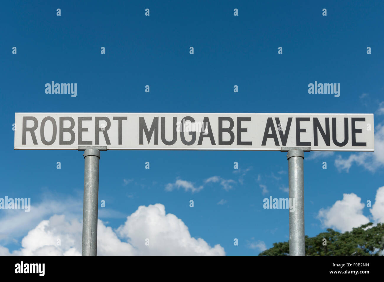 Street sign, Robert Mugabe Avenue, Windhoek (Windhuk), Khomas Region, Republic of Namibia Stock Photo