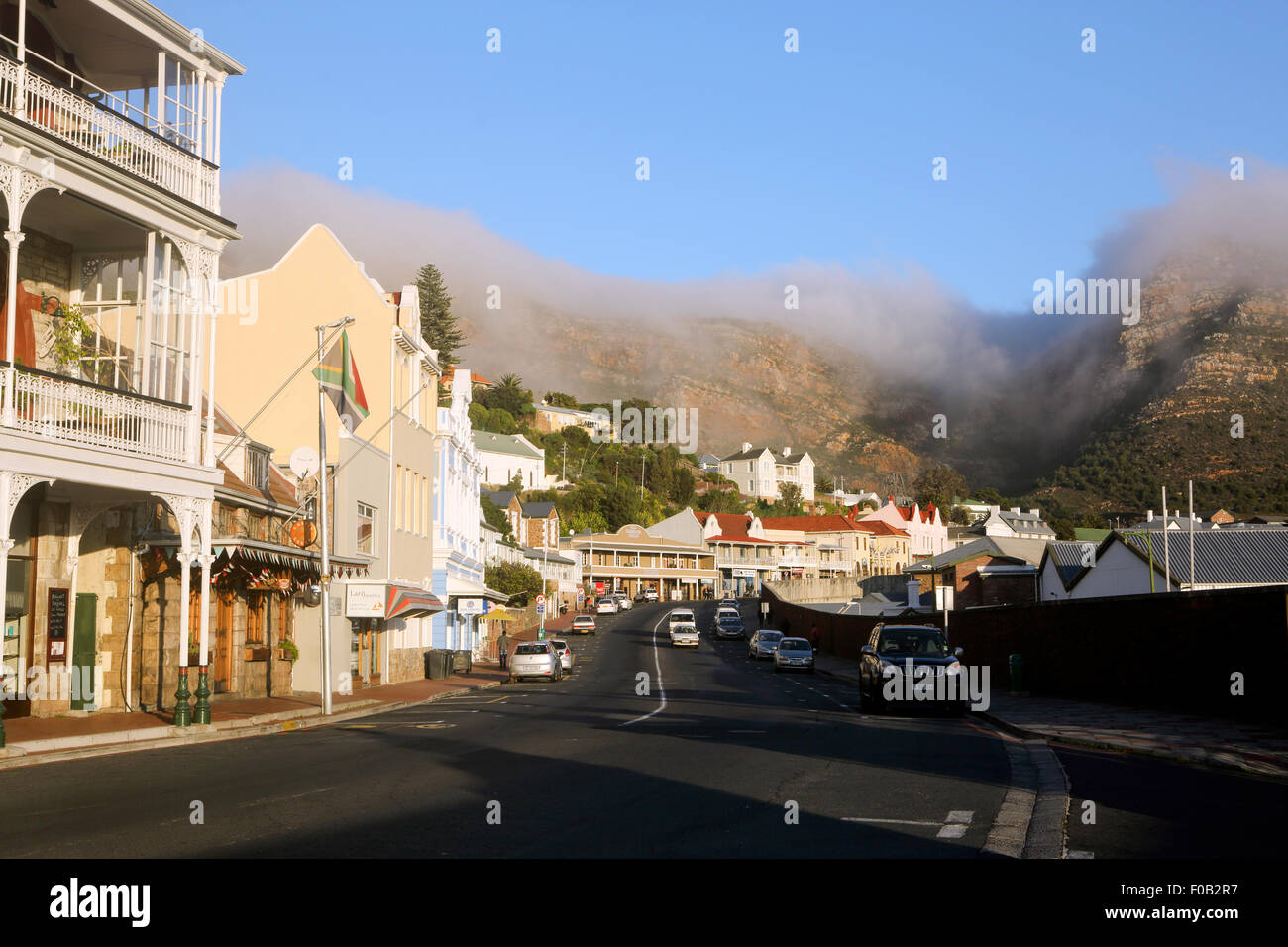 Main road through historic Simon's Town in False Bay, Cape Town Stock Photo