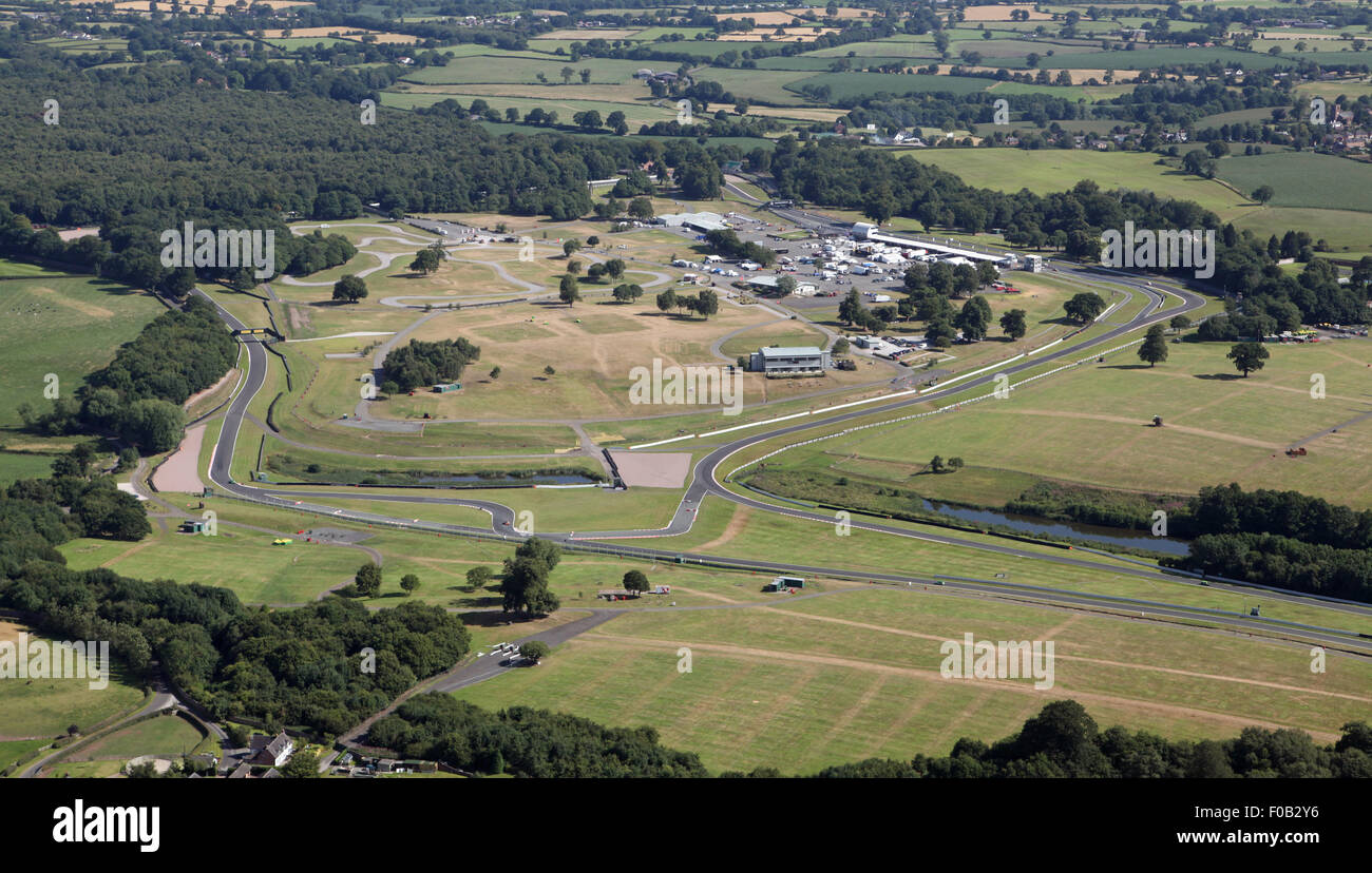 aerial view of Oulton Park car racing track circuit in Cheshire, UK Stock Photo