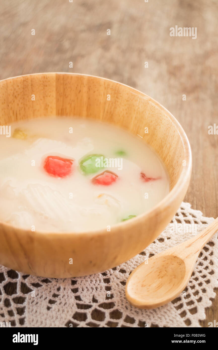 Water chestnut coated with tapioca starch in coconut cream, stock photo