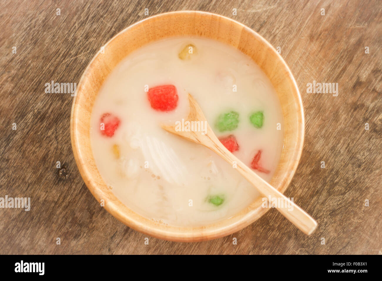 Water chestnut coated with tapioca starch in coconut cream, stock photo