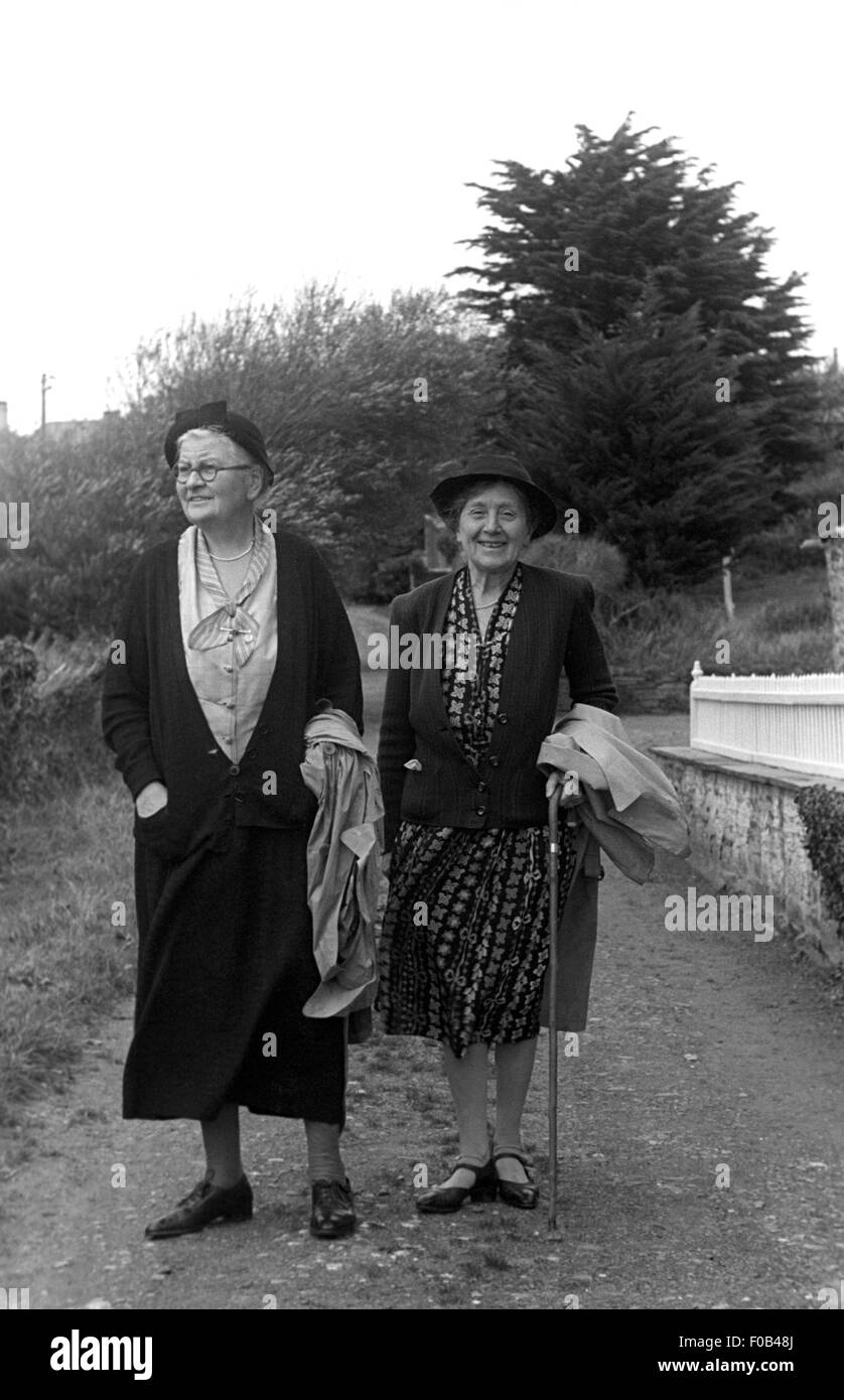 Two elderly women going for a walk Stock Photo - Alamy