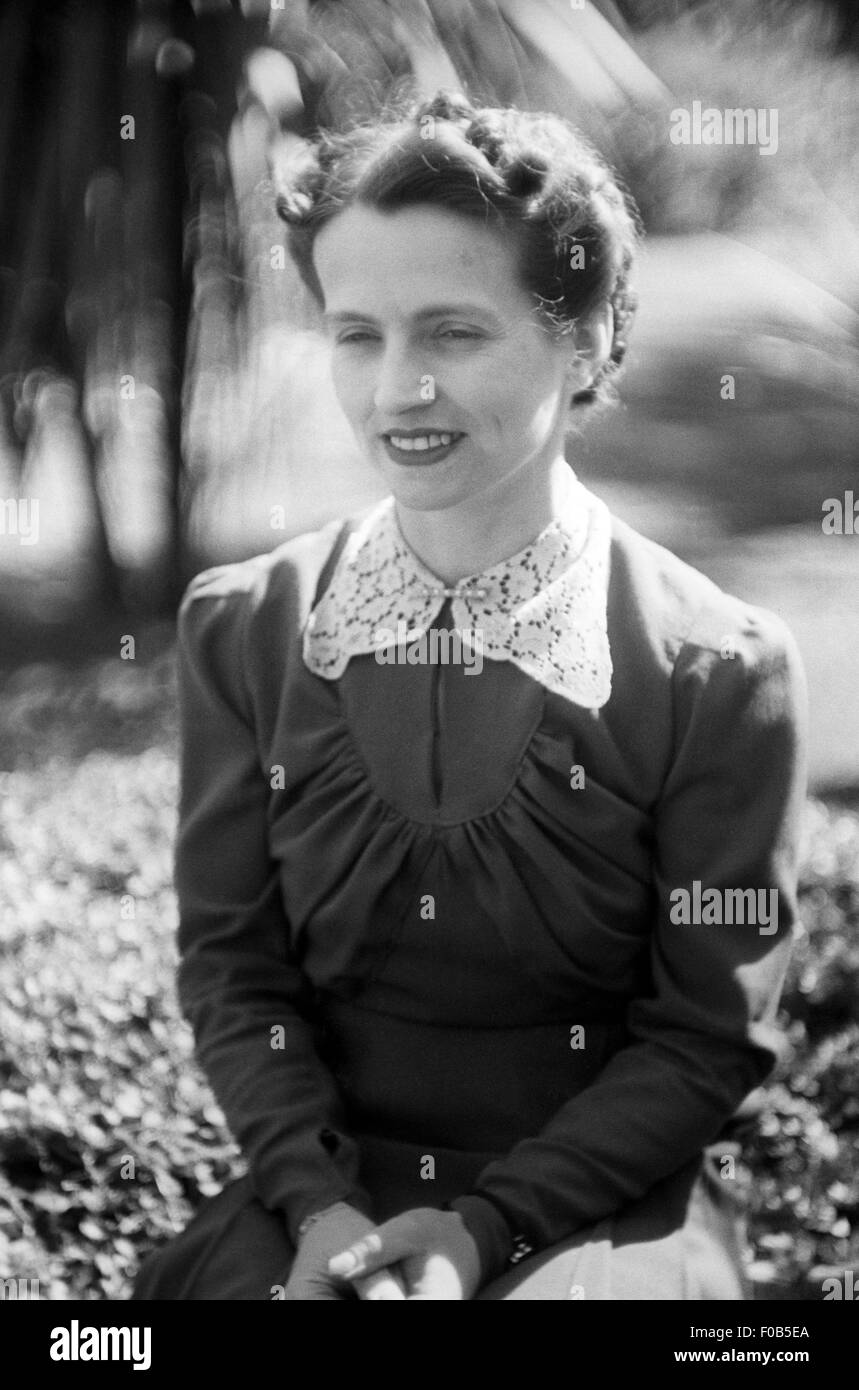 Portrait of a middle aged woman outdoors Stock Photo