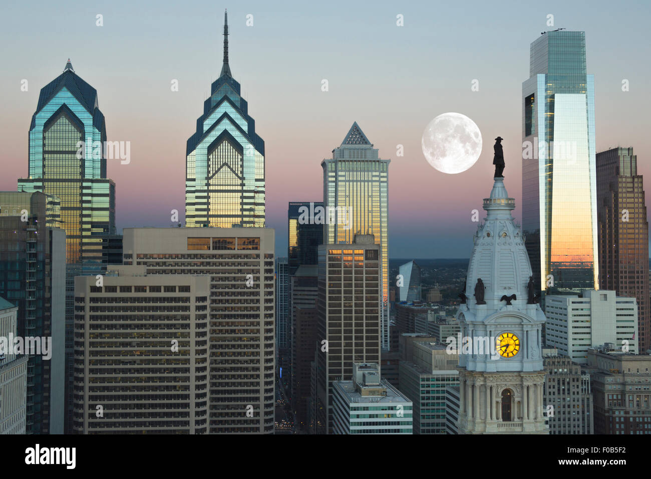 2013 HISTORICAL DOWNTOWN SKYLINE PHILADELPHIA PENNSYLVANIA USA Stock Photo