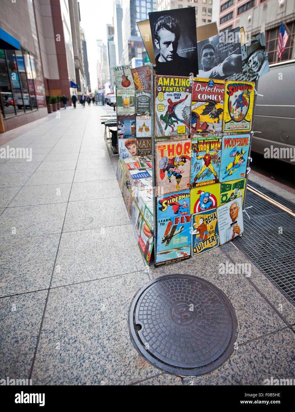NEW YORK, USA - NOVEMBER 13th, 2014: Street art sales stand a common and popular way to buy artwork in New York. Stock Photo