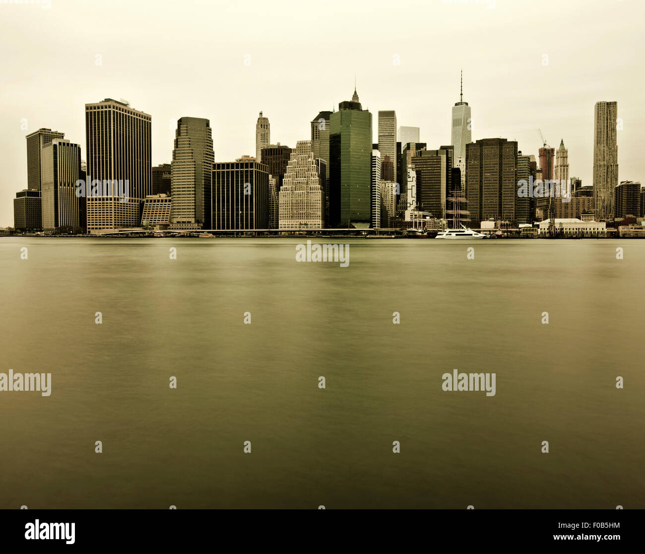 Lower Manhattan long exposure with Instagram effect filter Stock Photo Alamy