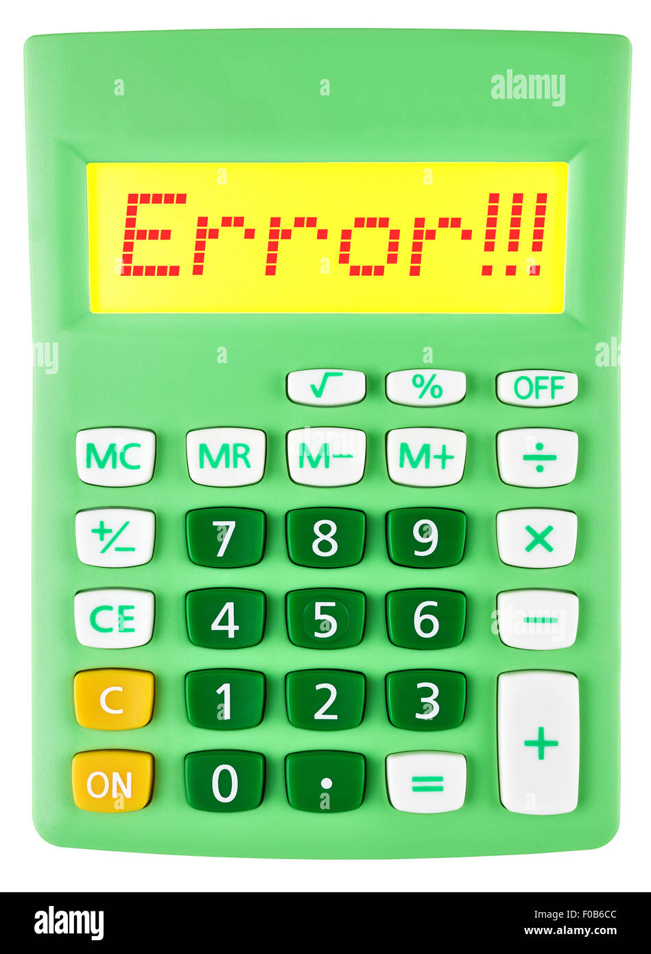 Calculator with Error on display on white background Stock Photo Alamy