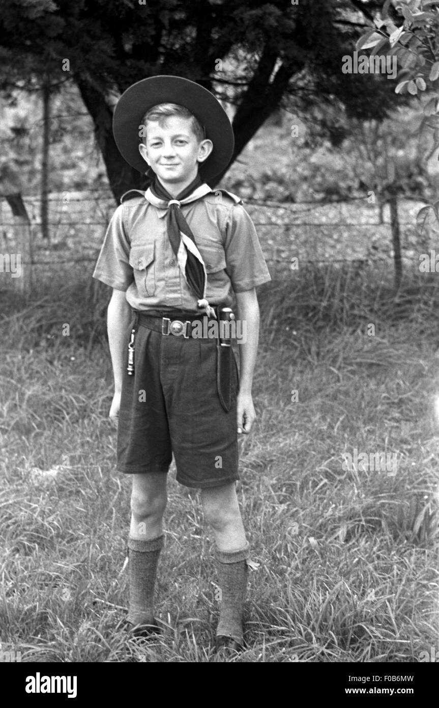 A young boy wearing a scouts uniform Stock Photo Alamy