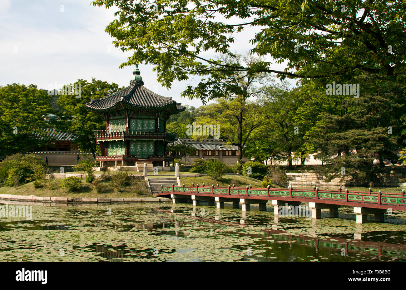 SEOUL, KOREA MAY 17, 2015 Hyangwonjeong Pavilion at Gyeongbokgung