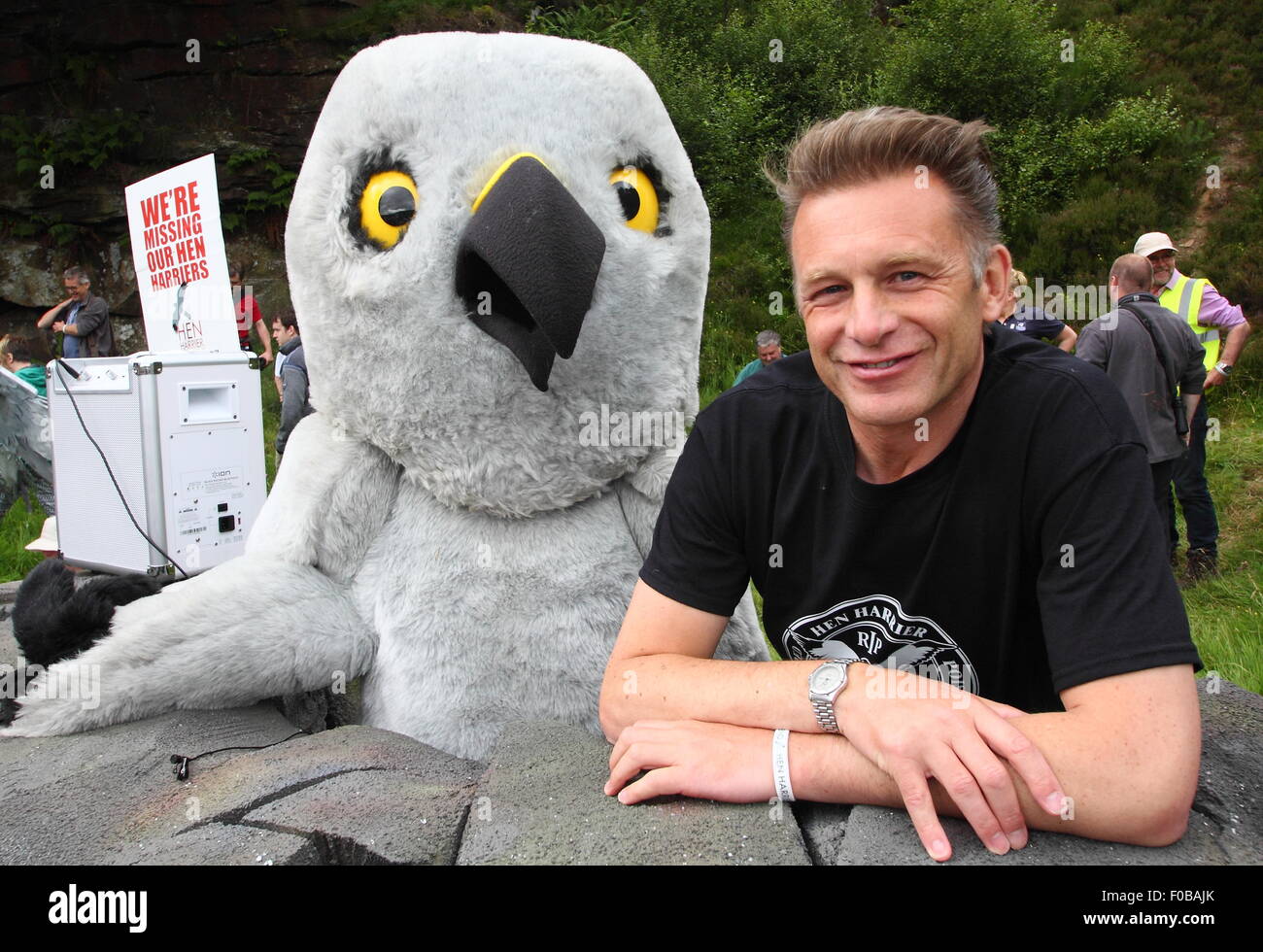 Broadcaster Chris Packham heads up the campaign against illegal persecution of hen harriers at Hen Harrier Day, Goyt Valley, Peak District, UK Stock Photo