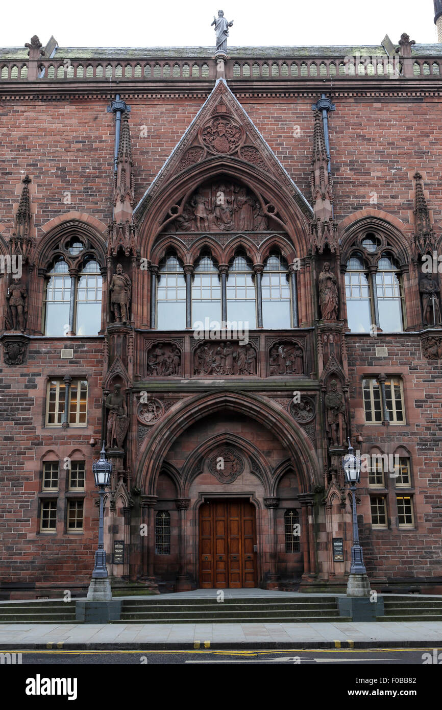 Entrance to the Scottish National Portrait Gallery in Edinburgh, Scotland. The Gothic Revivalist style building was designed by Stock Photo