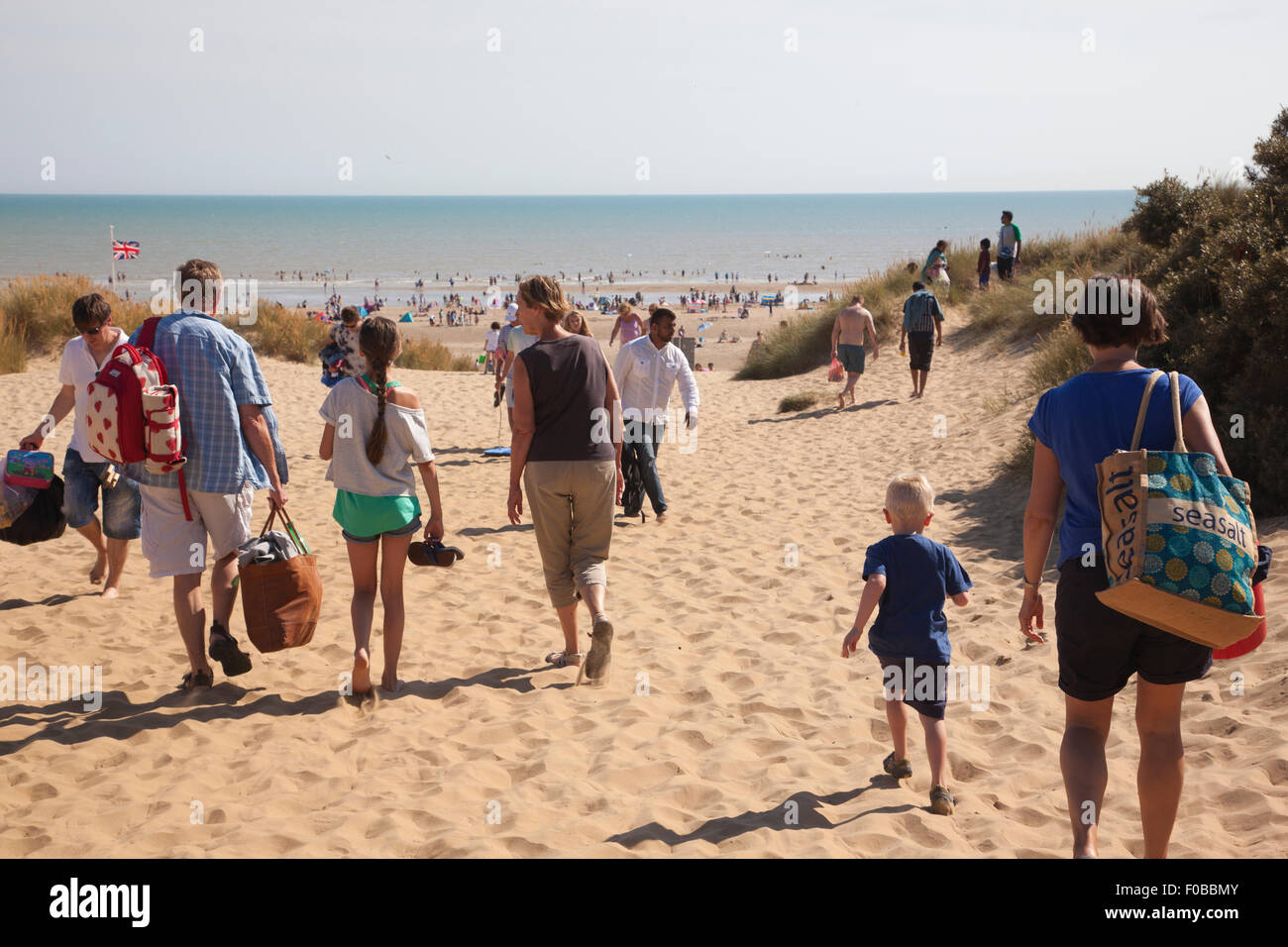 Camber Sands beach at the village of Camber on the outskirts of Rye, East Sussex, England, UK Stock Photo