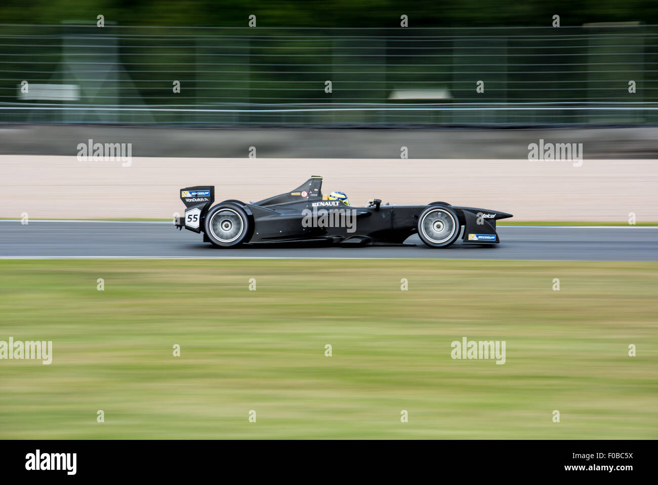 Formula E Racing Cars Testing at Donington Raceway August 2015  Leicestershire UK Stock Photo
