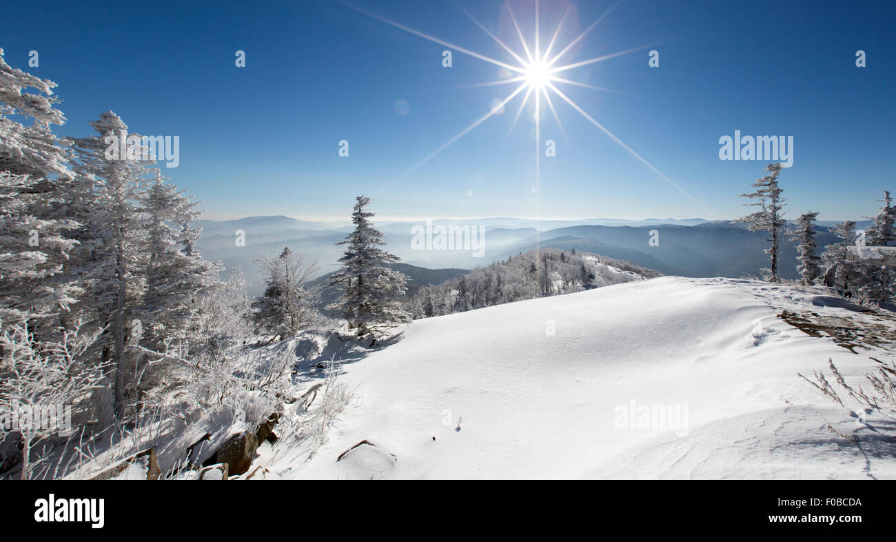 Sun shining on snow, China Stock Photo